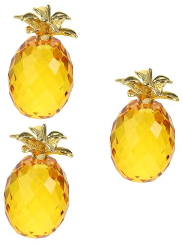 Ciieeo 3pcs Positive Pineapple Decor Crystal Pineapple Statue Halloween Ornament for Home Office Car