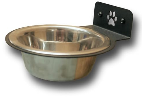 Jake's Farm Yard Wall Mount Pet Bowl Holder – Black Steel Raised Feeder Bracket for Dogs & Cats – Anti-Tip Food or Water Bowl Support – UK Made