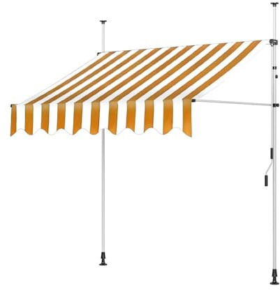 Generico Tenda da Sole Manuale A Morsetto per Balcone, Tenda da Esterno A Bracci Estensibili per Esterno, Montaggio Senza Forare(Yellow,200x120x200-300cm)