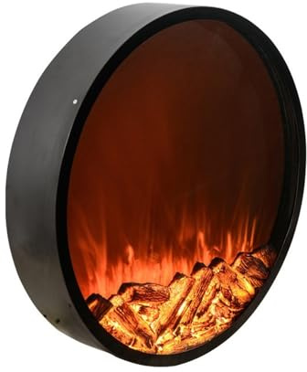 Caminetti, Caminetto Elettrico, Caminetto Elettrico Rotondo 23,6, Inserti caminetti Incasso e Parete con LED, Fiamma realistica, Decorazione Intelligente 3D con Fiamma