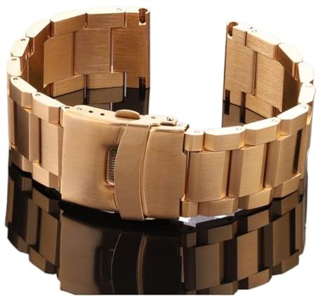 Cong Yi Klockarmband I Rostfritt Stål Kvinnor Män Metall Länkarmband 18 Mm 20 22 24 Tillbehör Silver Rose Guld Svart(Gold,24mm)