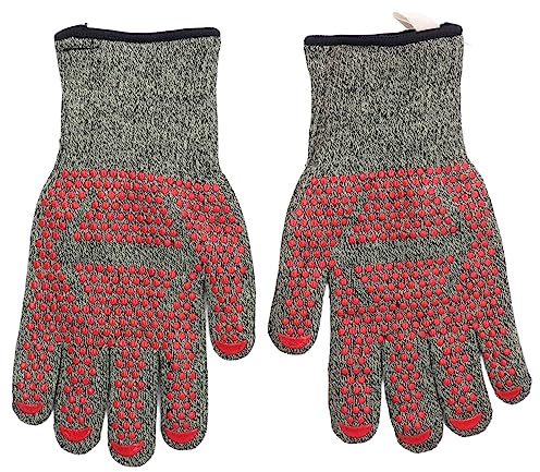 HWGING Grillhandschuhe, Hitzebeständige, Ofenhandschuhe aus Aramid-Baumwolle und Silikon Zum Grillen, Hohe Temperaturbeständigkeit von 500 ℃, 30 cm
