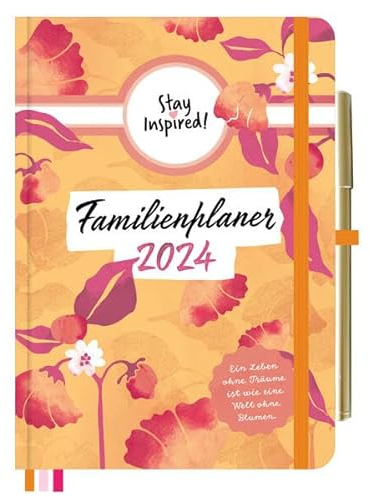 Familienplaner 2025 Hardcover mit 5 Spalten für bis zu 5 Personen in DIN A5. Familienkalender 2025 mit Extra-Seiten für viel Platz zur Essensplanung, ... Stundenplan, Feiertage, Schulferien, uvm.