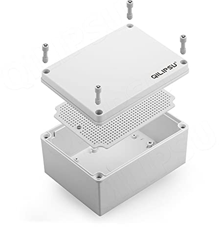 QILIPSU Junction Box with Mounting Plate 200x150x100mm, ABS Plastic DIY Electrical Project Case IP67 Waterproof Dustproof Enclosure Grey (7.9x5.9x3.9)