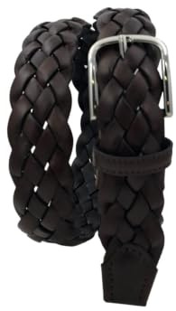 ESPERANTO Cintura intrecciata vero cuoio e pelle unisex 3,5 cm artigianale accorciabile - 4 varianti (Moro, Tg 52- LUNG TOTALE 120 CM-GIROVITA 105 CM)