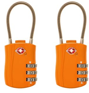 CELIMS - Cadenas TSA Valise Avion | Cadenas Code | Protection Idéale pour Vos Bagages | Lot de 2 Orange