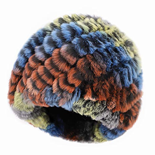Strickmütze Winter Wintermütze Verdickt Warm Mütze Damen Mädchen Pelzmütze Flexibel Bunt Fellmütze Kaninchenfell Gestrickt Damenmütze Atmungsaktiv Weich Beanie Outdoor Alltagsleben Einheitsgröße