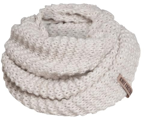 Knit Factory - Alex Foulard Infini Tube - Écharpe tube pour femme et homme - Cache cou pour l’hiver - Tour de cou - Snood Tricotée - Col écharpe - Beige - Taille unique