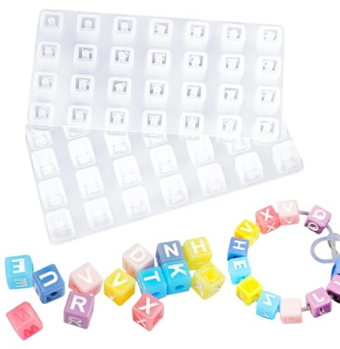 DIYBravo 2 Stück Würfel Buchstabe Epoxidharz Silikonform Gießform Cube Resin Form Schmuck HarzForm für Harzguss, Halskette, Schmuckherstellung (Würfel Buchstabe)
