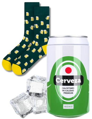 soxo Pack Cervezas Para Regalar - Calcetines Hombre Divertidos Lata 40-45