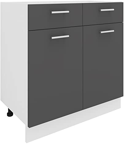 VCM Küchenmöbel Unterschrank 60x46x82 cm 2 Türen Anrichte | Stauraum für Töpfe und Vorräte - Küchenzeile - Für Haushalte - Holzwerkstoff mit höhenverstellbaren Füßen