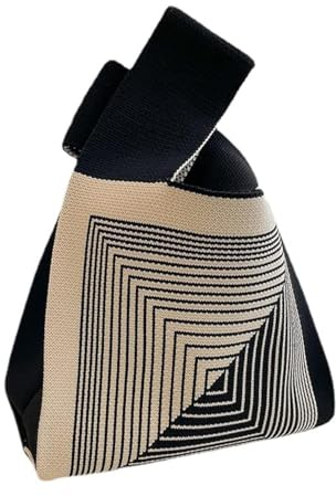 OATSBAS Wrist Handbag for Women Wristlet Handbag Sleeve Knot Pouch Portable Purse Tote Gift Bag (Black)