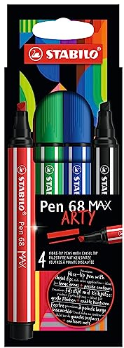 STABILO - Premium-Filzstift mit dicker Keilspitze - Pen 68 MAX - ARTY - 4er Pack