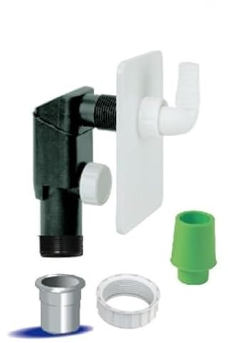 Sifone Incassso Lavatrice uscita filettata da 11/4 placca in plastica colore bianca
