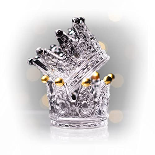 2 Stück/Set Mini Glas Krone Aschenbecher – 2 Packungen Krone Teelicht Glaswaren Kerzenhalter – kleines Schmucktablett für Hochzeit, Party, Heimtischdekoration (transparent + goldfarben)