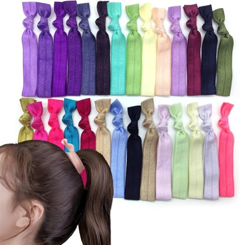 KHIRY 100 Stück Elastische Haargummi, Keine Falten Elastische Band Pferdeschwanz Halter Haarbänder, Haarschmuck für Mädchen Frauen Kinder