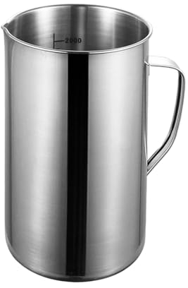 perfk Taza medidora de Acero, Taza medidora de líquidos, Multiusos, 2L, Cocina para panadería, Hornear, cocinar, Jarra medidora, Taza para Verter Espresso