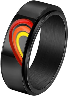 Whoiy 8MM Ringe Verlobung Ringe Gravur, Puzzle Herz Fidget Ring Anxiety Rings Freundschaftsringe Edelstahl Schwarz Ring Herren Größe 62 (19.7)