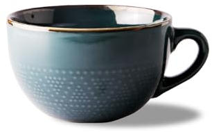 Grande tasse de 700 ml en céramique avec poignée pour céréales, soupe, ramen, salade, thé (vert foncé)