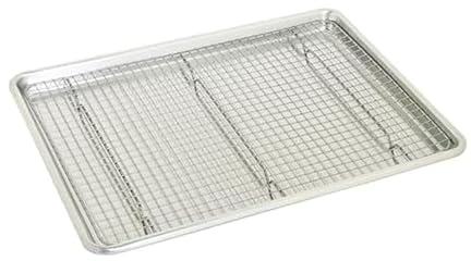 Chicago Metallic Aluminum Large Baking Sheet and Rack Set, made from Recycled Aluminum, Includes Wired Rack Perfect For Cooling Food Evenly
