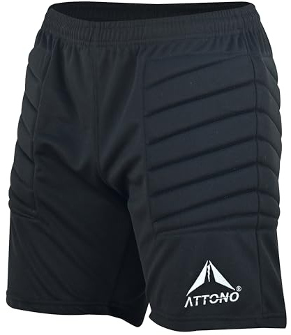 ATTONO Pantalón de portero de fútbol corto acolchado en la cadera, Negro , L