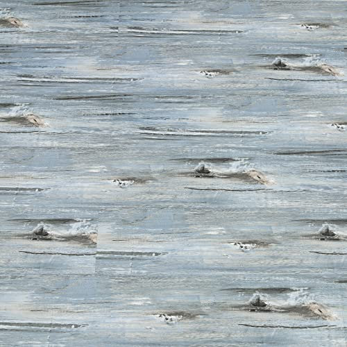 Vinyl Flooring Self Adhesive Floor Plank Tiles Peel and Stick on Floor Tiles Wood Effect Waterproof for Bathroom Kitchen Blue Wooden Flooring15X90Cm (2.43m²)