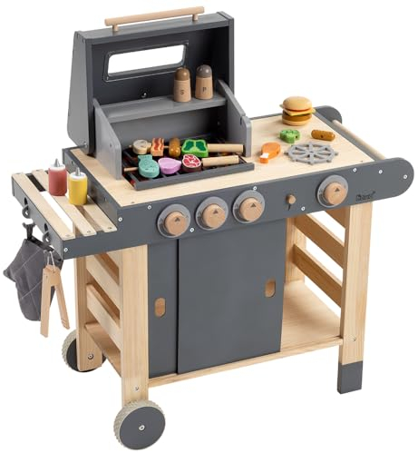 howa Kindergrill Spielgrill Kinder BBQ Grill aus Holz Maxi mit 25 TLG. Zubehör 4825