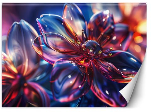 Feeby - 3d Tapete - 100x70 cm - Fototapete Schlafzimmer - Bunte Blumen 3D - Deko Wohnzimmer - Wallpaper - Wand Deko - Wandtapete - Wandbild XXL - Tapete - Wanddeko - Vinyl - Wandbilder