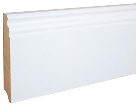 Sockelleiste Berliner Profil Hamburger Leiste 16 x 100 x 2500 mm MDF-Kern foliert Weiß zum Kleben, Schrauben & Nageln Fußleiste Klassisch by PROVISTON 25 Meter | 10 Stück