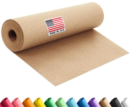 Paclord 12 x 1200 (100 ft) Natural Kraft Construction Paper Roll, 45 lbs Thickness – Made in USA Construction Kraft Paper Roll for School Projects – Colored Paper for Arts & Crafts, Decorations