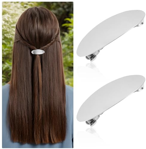 2 Stück Französische Haarspangen Damen Silber Damen für Frauen und Mädchen | Silber Dutt Haarspange Metall Haarhalter Clips Minimalistische Haarspangen Dekorativer Haarschmuck für Frauen und Mädchen