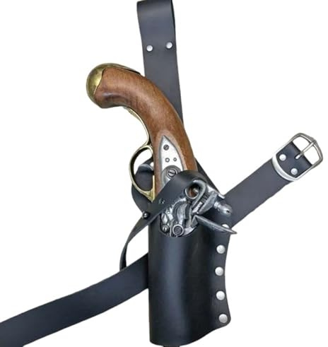 MDFCZXP Universal Pistole Pistole Holster - Renaissance Piraten Gürtel Holster PU Leder Steinschlosshalter Scheide Drop Leg Oberschenkel Harness