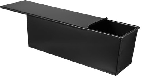 AUTSUPPL Black Non-Stick Bread Loaf Pan Sliding Lid 750g Capacity 5-Cavity Rectangular Metal Bread Baking Mold for Home Oven Toast Bakeware