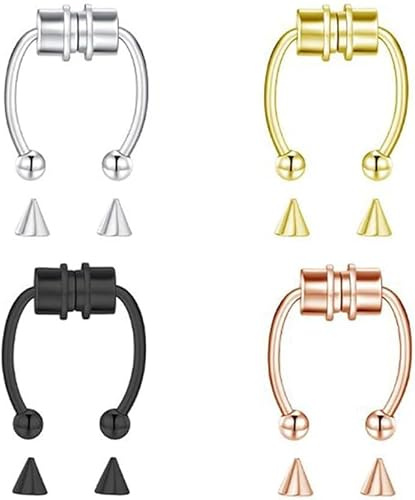 FDEETY Hufeisen Septum Piercing Set Nasenring Stecker Nasenpiercing Schmuck Körperschmuck Edelstahl Piercing Ring