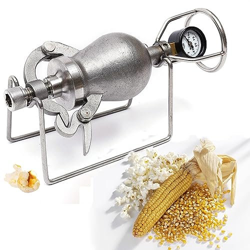 KEhtu 288-ml-Popcornmaschine, Altmodische Handpopcornmaschine Aus Edelstahl 304, Getreideverstärker, Geeignet Für Mais, Mungobohnen, Reis, Weizen, Sojabohnen, Schwarzen Reis