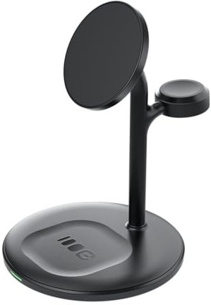 Greencell MagScape - Supporto di ricarica induttivo 3 in 1 MagSafe per iPhone, Apple Watch, AirPods e altre cuffie wireless (nero)