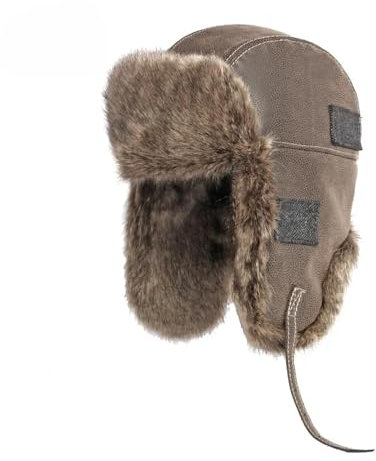 YUECIBAI Fliegermützen Warme Hüte Herren Damen Piloten Mütze Leder Ski Schnee Kappe Ohren Schutz Hut Coffe3