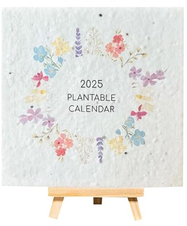 Pflanzbarer Kalender 2025 Wandkalender, Pflanzbarer Samen Kalender, Saatgut Kalender 2025 Tischdeko, Kreativer 12-Monats-Planungskalender Mit Staffelei, Plantura Einpflanzbarer Kalender