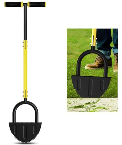 DMHMXZ Lawn Edger with T-Grip, Half Moon Saw-Tooth Edger, 38-Inch Step Edger for Sidewalk and Grass Maintenance