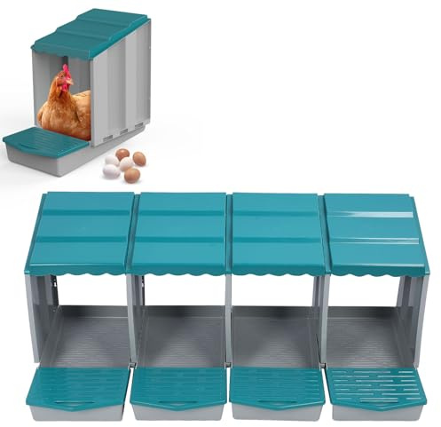 Zerodis Hühner Nistkasten,PP Huhn Ei Legen Box Huhn Coop Nistkasten Rolling Egg Collection Schutz Nistkästen für Hühner Enten Geflügel Farm(2 Fächer)