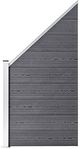 Emmtore WPC Sichtschutzzaun Windschutzzaun Lamellenzaun Windschutz Sichtschutz Zaun Element Terrasse Garten Zaun-Set 1 Quadrat + 1 Schräge 273x186 cm Grau