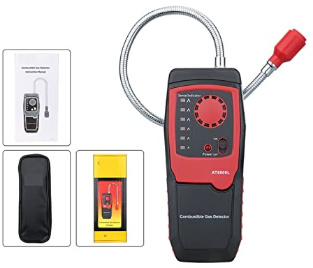 KONGMM Gas Detector, Gas Detector Flammable Natural Gas Leak Detector Gas Analyzer High Sensitivity Gas Leaking Location Tester Sound Light Alarm(AT8800L)