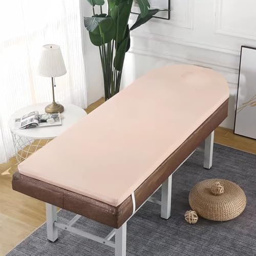 Coprimaterasso per letto, 180 x 60 cm, spessore 5 cm, antiscivolo, fascia elastica, cuscino per salone di bellezza, accessorio protettivo per lettini da massaggio, colore: beige
