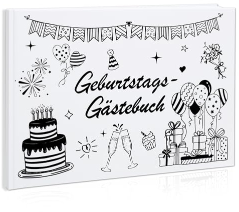 HOWAF Gästebuch Geburtstag mit Fragen, Gästebücher mit 7 Verschiedene Steckbriefe inkl. Fragen für Fotoalbum Geburtstag Geschenk, Geburtstagsgeschenk, DIN A4