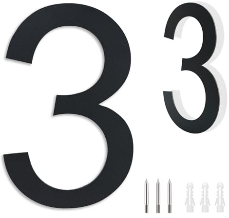 ZCLIKEU Numero civico in acciaio inox SUS304, targa in acciaio inox, RAL 7016, struttura fine verniciata a polvere, per porte, case, strade, altezza 20 mm, numero 3