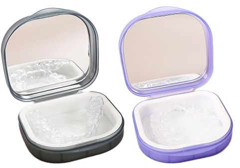 Lot de 2 boîtiers pour appareil dentaire avec miroir - Pour appareil orthodontique
