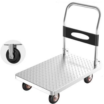 Carretilla de Mano Carro de Placa Acero, Carro Carga, transportador, Plataforma Plana for el hogar, Remolque portátil, pequeño Plegable, tirado a Mano Transpaleta Manual(Pequeño)