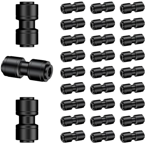 Pawfly 30 pièces Raccords droits 6 mm pour irrigation goutte à goutte, push-to-fit 2 voies, pour tuyau 6 mm, anti-fuite