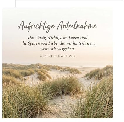 Edition Seidel Premium quadratische Trauerkarte mit Umschlag. Beileidskarte Kondolenzkarte Klappkarte Karte Spruch Aufrichtige Anteilnahme Gedenken Erinnerung Trost Hoffnung Naturmotiv (TQ219 SW026)