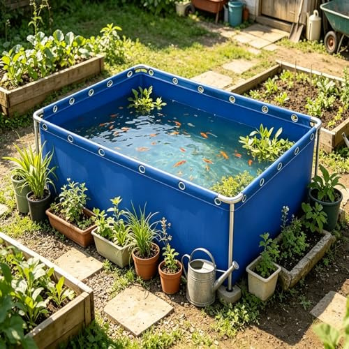 Yopappol Laghetto per Pesci Pieghevole, Acquario Indipendente per Interni, Serbatoio per L'allevamento di Koi, Serbatoio Temporaneo per L'acqua per Koi, Tartarughe E Pesci (Blu)(1x1.5x1.2m)